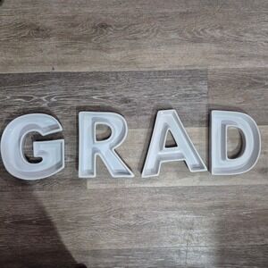 GRAD White Ceramic Letter Candy Dishes Set Graduation Party Decor Snack Bowls